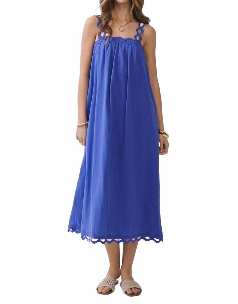 NEW TCEC ric rac detail dress in royal blue